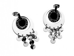 Design Bvlgari Drop Pendant Earrings in 18kt White Gold with Black Onyx