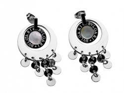Design Bvlgari Drop Pendant Earrings in 18kt White Gold with Mother of Pearl