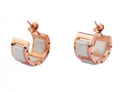 Bulgari Stud Earrings in 18kt Pink Gold with White Ceramics