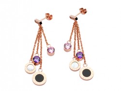 Bvlgari Swarovski Crystal Drop Earrings in 18kt Pink Gold with Mother of Pearl & Black Onyx and Pave-Diamonds