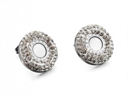 Bvlgari Stud Earings in 18K White Gold with Mother of Pearl & Paved Diamonds