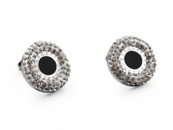 Bvlgari Stud Earings in 18K White Gold with Black Onyx & Paved Diamonds