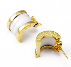 Bvlgari B.ZERO 1 Earrings in 18kt Yellow Gold With White Ceramic