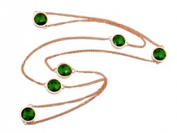 Bvlgari Necklace in 18kt Pink Gold with Emerald Swarovski Crystals