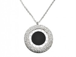 Bvlgari Pendant Necklace in White Gold with Black Onyx & Pave Diamonds 