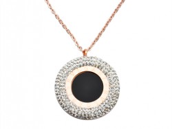 Bvlgari Pendant Necklace in Pink Gold with Black Onyx & Pave Diamonds 