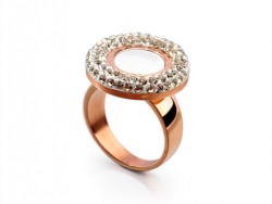 Bvlgari Ring in 18kt Pink Gold with Mother of Pearl & Pave Diamonds