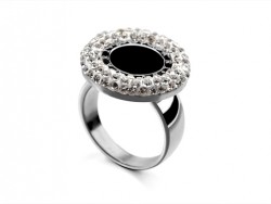 Bvlgari Ring in 18kt White Gold with Black Onyx & Pave Diamonds