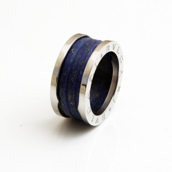 Bvlgari B.ZERO1 4-Band Ring in 18kt White Gold and Blue Marble