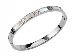Cartier 18kt White Gold Love Bangle with Mother of Pearl