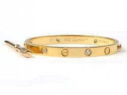 Cartier 18kt Yellow Gold LOVE Bangle with 4 Diamonds for Women
