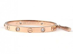 Cartier 18kt Pink Gold LOVE Bangle with 4 Diamonds for Women