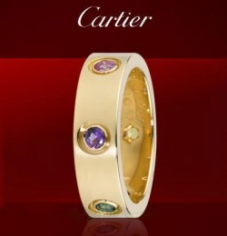 Cartier LOVE Ring in Yellow Gold With Coloured Stones