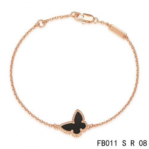 14K Rose Gold Butterfly Bracelet with Pink Mother of Pearl and Simulat –  Massete