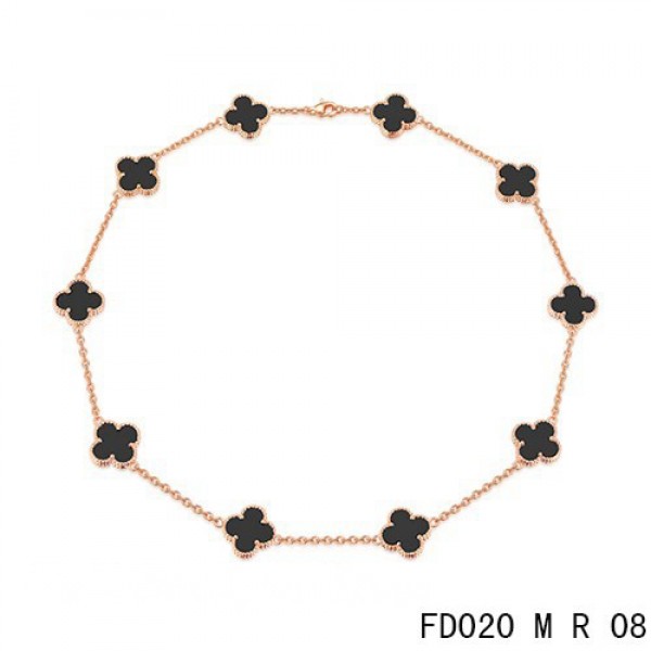 Van Cleef & Arpels Pink Gold Sweet Alhambra And Carnelian Necklace in  Metallic | Lyst