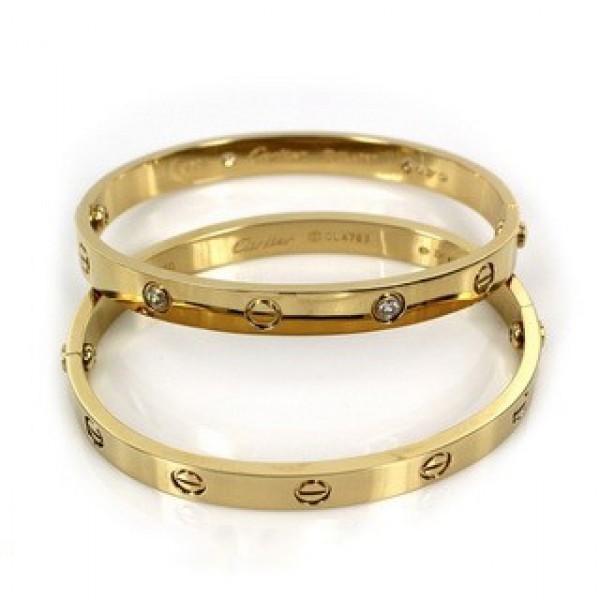 Authentic Cartier 18k Yellow Gold Love Cuff Bracelet, Size 18