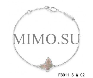 Van Cleef & Arpels Replica Sweet Alhambra Butterfly mini Bracelet in White Gold with Gray Mother-of-peral