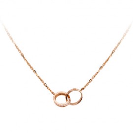 Cartier Love Necklace Pink Gold Copy A Ring Set with Diamonds