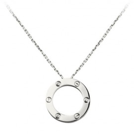 Cartier Love Necklace Fake 18k White Gold With 3 Diamonds