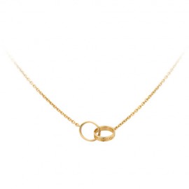 Cartier Love Necklace Replica 18K Yellow Gold With Double Ring Pendant