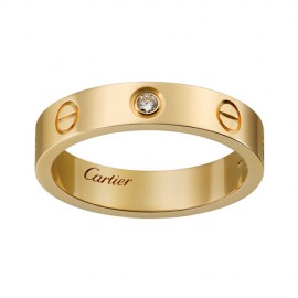 Cartier Love Wedding Band Fake 18K Yellow Gold Love Ring with 1 Diamond