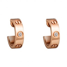 Cartier Love Earrings Pink Gold Fake With 2 Diamonds