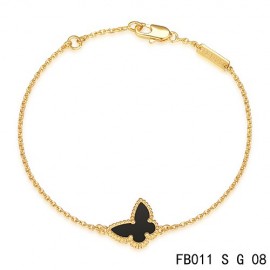 Van Cleef & Arpels Yellow Gold Replica Sweet Alhambra Black Onyx Butterfly Bracelet