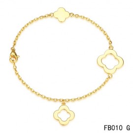 Van Cleef & Arpels Replica Byzantine Alhambra Bracelet 3 Motifs Yellow Gold