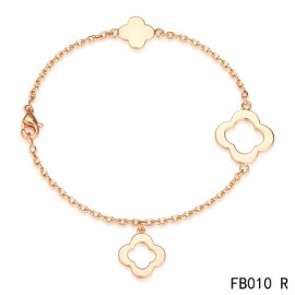 Van Cleef & Arpels Replica Byzantine Alhambra Bracelet 3 Motifs Pink Gold