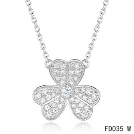 Van Cleef Arpels Replica Frivole Necklace White Gold with Pave Diamonds