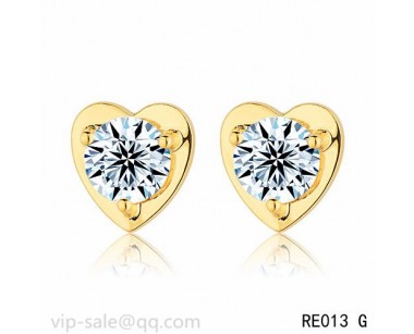"Diamants Légers" DE Cartier Earrings Heart Motif in 18K yellow gold with a diamond