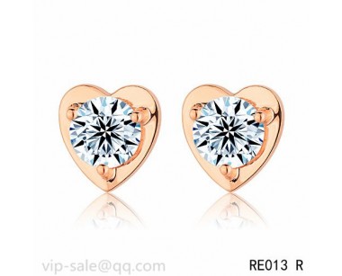 "Diamants Légers" DE Cartier Earrings Heart Motif in 18K pink gold with a diamond