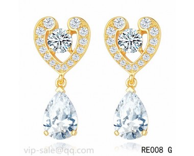 You're Mine Earrings in yelloe gold with a pear-cut diamonds pendants