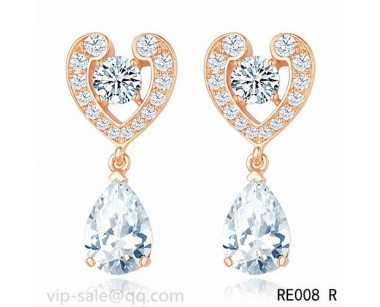 You're Mine Earrings in pink gold with a pear-cut diamonds pendants