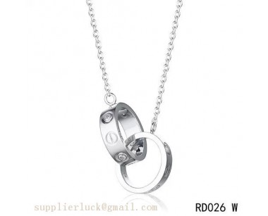 Cartier love necklace in 18K white gold with two rings