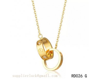 Cartier love necklace in 18K yellow gold with two rings