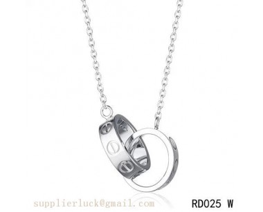 Cartier love necklace with two 18K white gold rings 