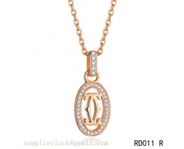 Cartier logo double c necklace in pink gold with diamonds 