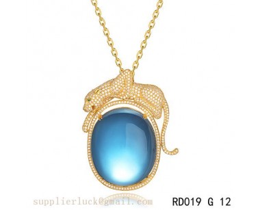Panthere de Cartier blue crystal pendant necklace in yellow gold with diamonds 