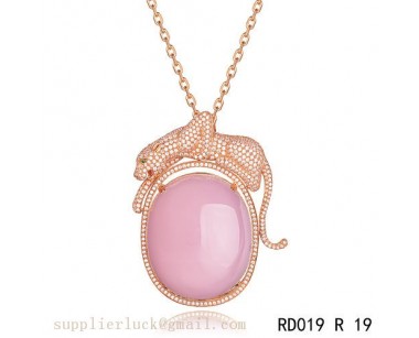 Panthere de Cartier pink crystal pendant necklace in pink gold with diamonds 