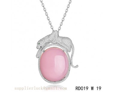 Panthere de Cartier pink crystal pendant necklace in white gold with diamonds 