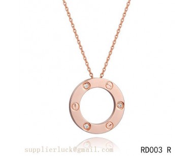 Cartier love pendant necklace in pink gold with diamonds 
