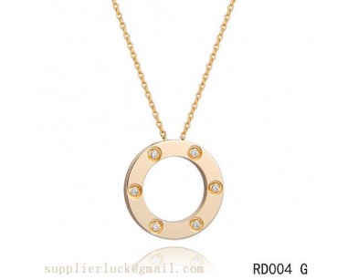 Cartier pink gold pendant love necklace with diamonds 