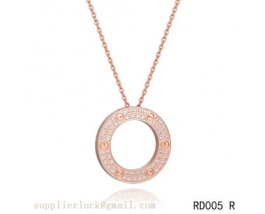 Cartier love necklace set in pink gold with diamonds 