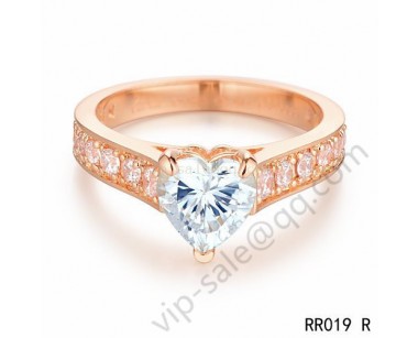 Cartier destine solitaire wedding band ring in pink gold with diamonds