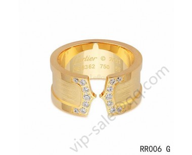 Cartier double c wedding wide band ring in yellow gold with diamonds