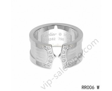 Cartier double c wedding wide band ring in white gold with diamonds