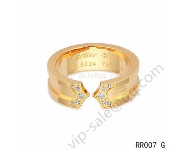 Cartier double c wedding band ring in yellow gold with diamonds