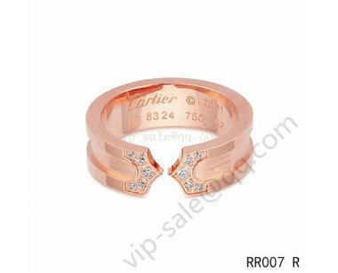 Cartier double c wedding band ring in pink gold with diamonds
