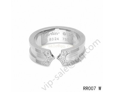 Cartier double c wedding band ring in white gold with diamonds